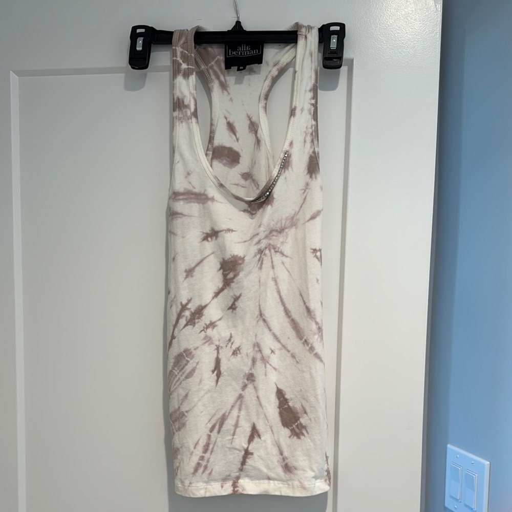 Alla Berman Racerback Tie Dye tee with rhinestone cut out Small